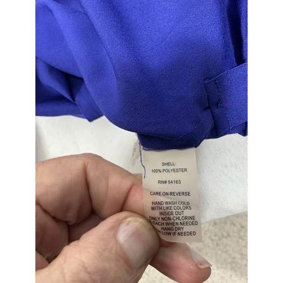 Womans Calvin Klein Button Down Blouse XS Blue Adjustable Sleeves Zip Accent - Picture 4 of 8